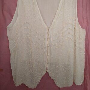 FABULOUS FEMALE PEARL BEADED CREAM VEST - SIZE 22 -24  - BRAND, THE AVENUE